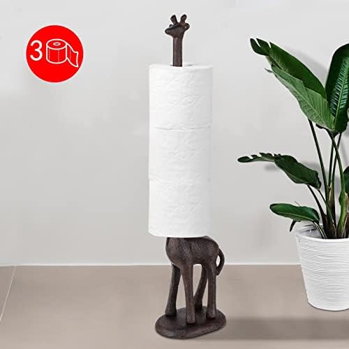 Youyijia Creative Toilet Roll Holder Metal Giraffe Bathroom Toilet Roll Holder Free Standing Paper Roll Storage Rack Animal Shape Paper Tube Rack for Home Decoration Toilet Bathroom Kitchen