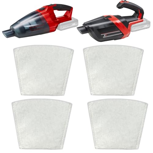 Pack de 4 bolsas de filtro compatibles con Einhell Power X-Change TE-VC 18 Li-Solo & TE-HV 18/06 Li-Solo Aspiradora de mano inalámbrica