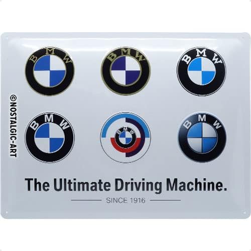 Nostalgic-Art Retro Tin Sign  BMW  Logo Evolution  Gift idea for car accessoires fans, Metal Plaque, Vintage design for decoration, 30 x 40 cm