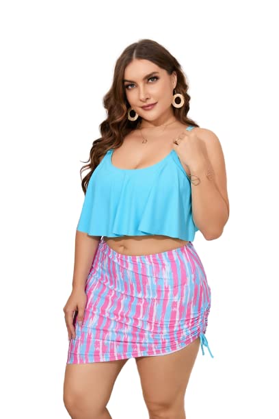Plus Hanky Hem High Waisted Bikini Swimsuit with Beach Skirt Multicolor - XL - 8XL - Review, Price and Buying Guide