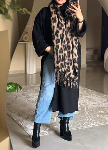 Women's Large Long Leopard-Print-Fringe Blanket-Scarf All Season Soft Warm Scarf Wrap Shawl Ladies Gifts 71”*284