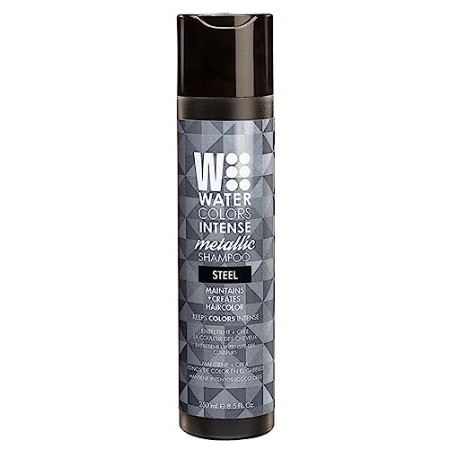 Watercolors Intense Metallic Color Depositing Sulfate Free Shampoo, Maintains & Enhances Hair Color (Intense Metallic Steel 8.5 Fl Oz) #TOP1