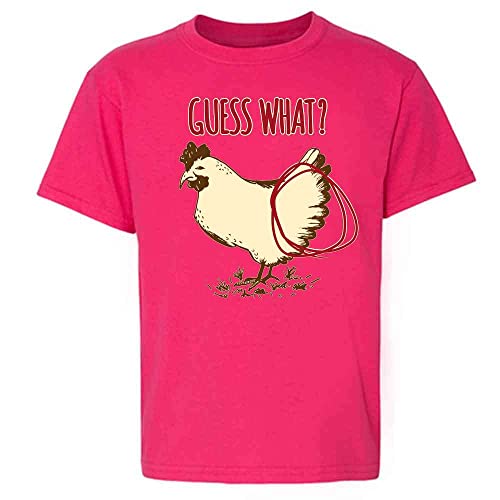 Guess What Chicken Butt Kids Pu Youth Kids Girl Boy T-Shirt Youth | Pink XS