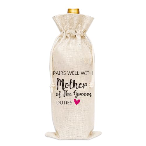 Huastatewolf Mother Of The Groom Wine Bag - Burlap Bottle Cover Gift for Wedding Party, Engegement Party 1 Pc Bag(C02)