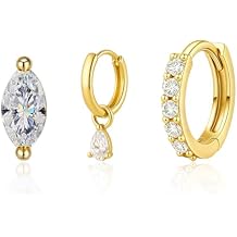 Small Chunky Gold Hoop Earrings for Women Silver Gold Hypoallergenic Flat Back Earrings Trendy 14K Gold Plated Huggie Hoops Lightweight Cartilage Hoop Stud Earring Stacks for Multiple Piercing