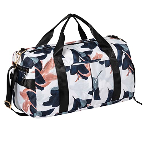 Gym Bag For Women With Shoe Compartment And Wet Pocket | Durable Lightweight Gym Duffle Bag With Motivational Quote And Graphic Designs | Great For Exercise And Overnights | White/Navy - Guava Leaf #TOP4