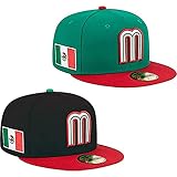 2PCS Mexico Baseball Hat for Men 2023 World Baseball Classic Baseball Cap 59FIFTY Fitted Hat Embroid