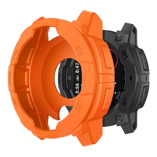 MYSNBKN Case Compatible with Garmin Instinct 3 45mm Case Cover Soft TPU Bumper Rugged Shock Proof Protective Shell for Garmin Instinct 3 45mm Watch Case (Orange)