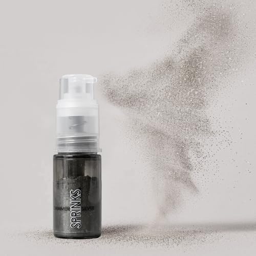 Sprinks Edible Dust Spray Pump | Shimmer Silver Micro Fine Glitter | Easy to Use for Cakes Cupcakes Cookies and Desserts | Silver Sprinkles Edible