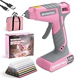 WORKPRO Cordless Hot Glue Gun, 30s Fast Preheating, 7.2V Dual-Temp Glue Gun Kit with 50pcs Glue Gun Sticks, Storage Bag, USB-C Charging Cord, 2600mAh Battery for DIY and Crafting