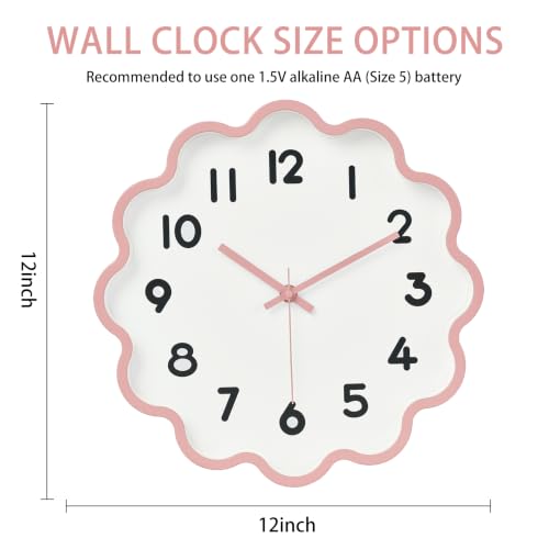 Image of HZDHCLH Wall Clocks Battery Operated 12 Inch Cloud Shaped Wall Clock Silent Non Ticking Modern Decorative Clock with 3D Numbers for Bedroom Living Room Nursery Classroom Pink