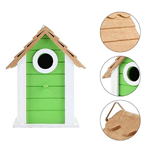 Huangxing - Wood Decorative Birdhouse,Candlenut Wooden Moisture-Proof Hanging Decorative Birdhouse For Dove Finch Wren Robin Sparrow Hummingbird For Outside Garden Patio Decorative #TOP4