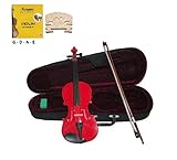 Merano MV300RD 4/4 Full Size Red Violin with Case and Bow+Extra Set of String, Extra Bridge, Rosin