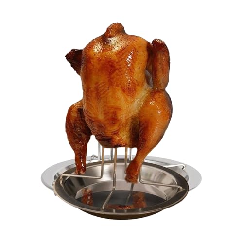 Genérico Soporte para Pollo Cerveza A La Parrilla | Soporte Barbacoa Acero Inoxidable para - Base con Bandeja Jugos Jardín Camping Restaurante Play Reuniones