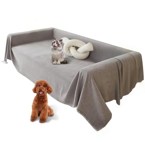 Fundas Sofa Antipelos Mascotas, Protector Sofa Para Mascotas, Antideslizante Ajustables Funda Sofa 3 Plazas, Extraíbles Para Sofás Protector Para Gatos Arañazo Y Perros Mascotas (Gris, 180*300cm)