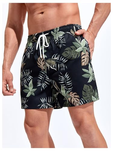 Floerns Men's Tropical Print Wide Leg Swim Trunk Drawstring Quick Dry Beach Shorts2