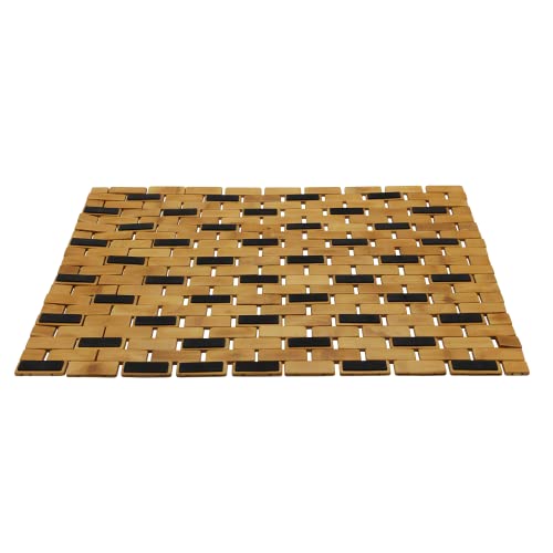 Bamjiushang Natural Bamboo Bath Mat, Bathtub Mat Kitchen Floor Bath Rug, Bathroom Shower Mat And Tub Mats, Wooden Bath Mat For Shower, Bath, Spa Or Sauna (16 X 24 Inch) #TOP1