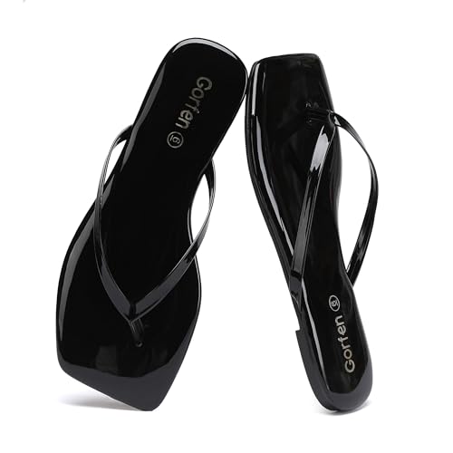 Image of Flip Flops for Women Comfortable Square Toe Casual Beach Sandals Summer Outdoor and Everyday Wear