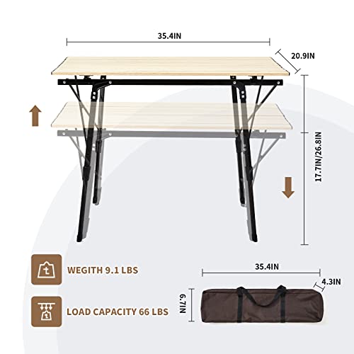 Mobi Garden Camping Aluminum Folding Table Lightweight Portable Roll Up Table Adjustable Height Outdoor Fishing Picnic Beach Garden Backyard #TOP1