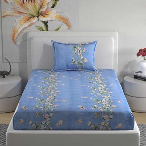 Image of Florida Polycotton Bedsheet (Blue, Single)