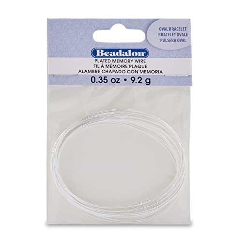 Image of Beadalon Carbon Steel Memory Wire, Round, Oval Bracelet, Silver Plated, 0.35 oz, Approx. 23 coils