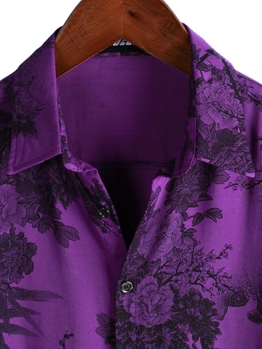 Image of JOTOOK Mens Hawaiian Shirt Short Sleeve Button Down Tropical Shirts Casual Floral Summer Beach Shirt
