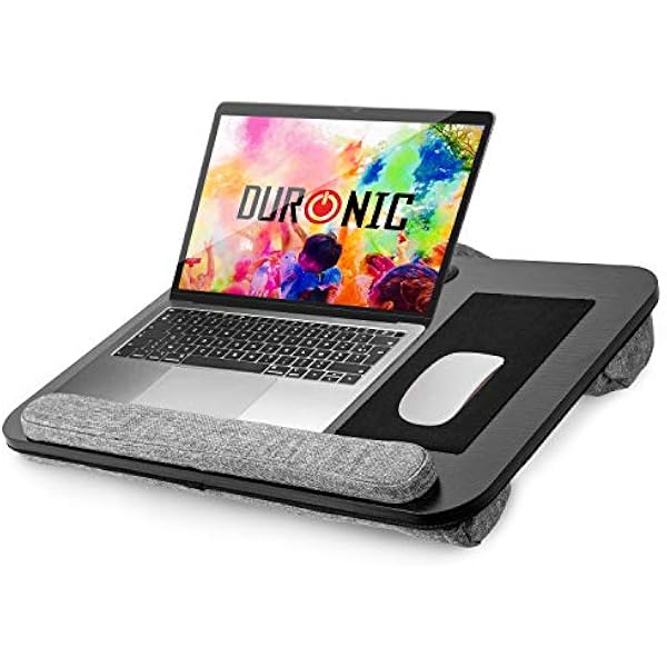 Duronic DML433 Podkładka pod laptopa z poduszką na kolana do łóżka na kanapę | podkładka pod myszkę | lekka miękka podstawka pod nadgarstek | mobilny stolik pod laptopa do domu i biura | uniwersalna