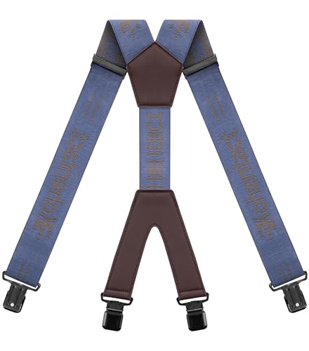 Image of Men's Industrial Strength Suspenders 2-Inch Wide X-Back Heavy Duty Braces Strong Metal Clips, Elastic Adjustable