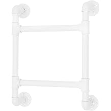 22.83 in Wall/Floor Mounted Bunk Bed Ladder, 2-Step Basement Window Well Egress Ladder Wrought Iron Industrial Pipe Step, Pre-drilled Holes, Egress Ladder for Attic Loft Dorm RV Deck- White