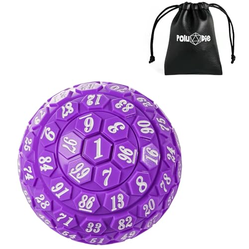 Poludie 100 Sided Polyhedral Dice, Single D100 Game Dice,D100 Die 48 mm