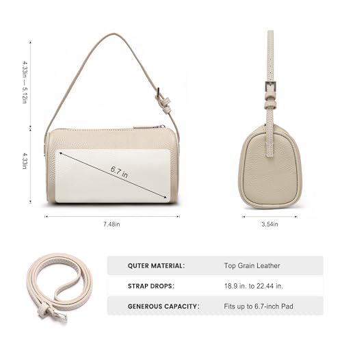 hedexe Small Leather Shoulder Purses for Women: Mini Barrel Evening Crossbody Bags - Designer Trendy Handbags for Ladies(Milkshake White) by hedexe - Used condition - Image 4