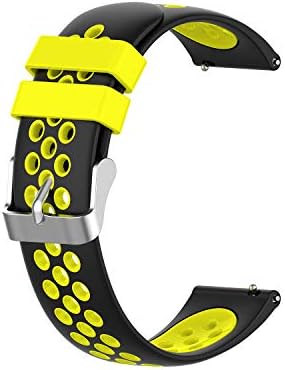 KOMI Watch Band Compatible with Huawei Talkband B5, 18mm Quick Release Wristband Air hole Silicone Replacement Strap (18mm, black/yellow)