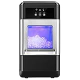 Simoe Nugget Ice Maker, 44lbs per Day Pebble Ice Machine Countertop, Self-Cleaning Icemaker for Soinc Ice Cube with 3.3lb Ice Bin and Scoop for Home Office, ETL Listed