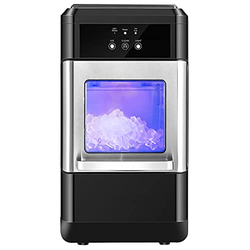SIMOE Nugget Ice Maker, 44lbs per Day Pebble Ice Machine Countertop, Self-Cleaning Icemaker for Soinc Ice Cube with 3.3lb Ice Bin and Scoop for Home Office, ETL Listed
