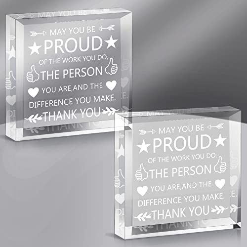 Coworker Gift Acrylic Thank You Gift Employee Appreciation Gift For May You Be Proud Of The Work You Do Sign For Retirement Goodbye Farewell Gift Inspirational Paperweight Keepsake (2 Pieces) #TOP20