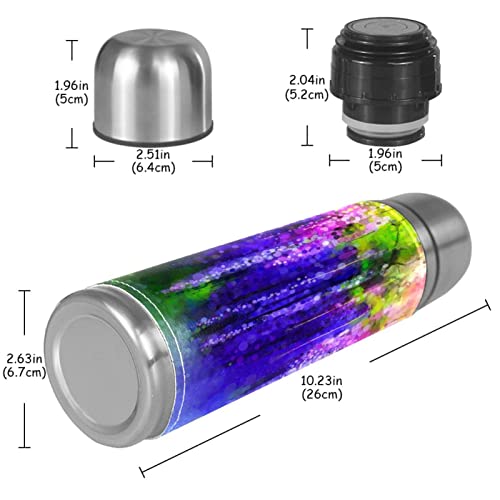 Insulated Water Bottle Stainless Steel Water Bottles Metal Water Bottle, Abstract Wisteria Flower Spring Purple Floral #TOP4