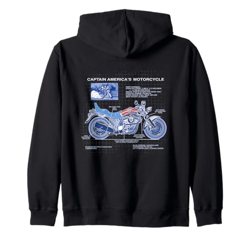 Image of Marvel Super Heroes Captain America’s Motorcycle Blueprint Zip Hoodie