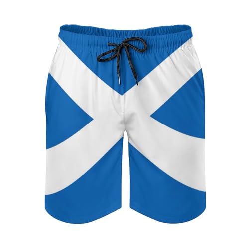 Scotland Flag Pattern Men's Swimming Shorts Quick Dry Trunks Bathing Short Casual Lounge Shorts with Mesh Lini
