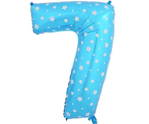 Image of AMFIN 17 inch 7 Number Foil Balloon, Birthday Decoration Items [Helium Supported] - Blue
