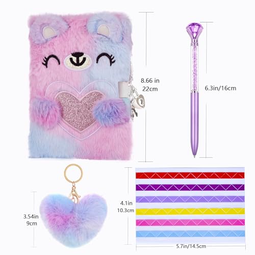 Roannie Cute Bear Diary Notebook Set with Lock and Keys Ideal Gift for Girls & Kids Magic Color,Purple — view 2