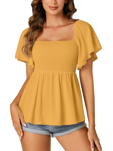 Image of LYANER Women's Square Neck Cute Peplum Top