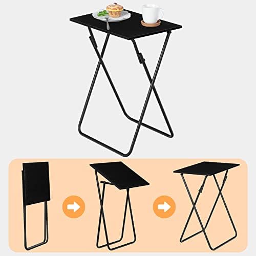 HOOBRO Side Table, Small Folding Table, TV Dinner Tray Table, Folding Side Table, Snack Table for Eating, Small Side Table Living Room, Laptop Coffee Table for Small Spaces, Black EBB152BZ01