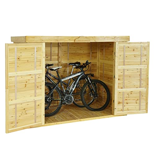 Mendler 2er-Fahrradgarage HWC-H63b, Fahrradbox Geräteschuppen Gerätehaus, abschließbar 155x205x107cm - braun