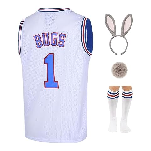 TUEIKGU Mens #1 Bugs #10 Lola Couples Halloween Costume Sets Basketball Jersey for Women (White1, Medium) Cover