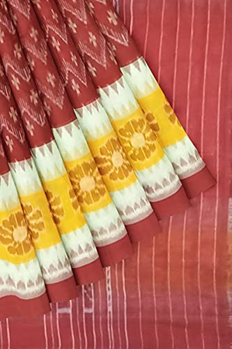 Image of Odisha Sambalpuri Handloom Ikat Women's Cotton Saree, Odisha Handloom Handmade Pure Cotton Khandua Saree, Ikkat Orissa Traditional Handloom Saree Without Blouse