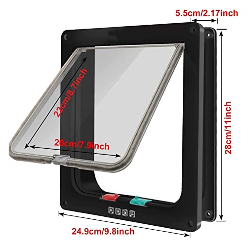 Porta extra grande para gatos/porta para animais de estimação (tamanho externo 28 x 24 cm), porta de