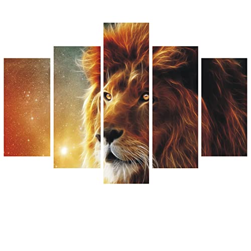 KUZINO Leinwandbild, ungerahmt, Löwenmotiv, 5-teilig, 76,2 x 127 cm Cover