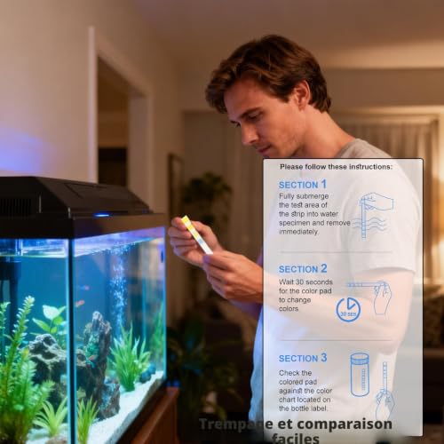 FDKene 9 en 1 Test d'eau pour Aquarium, 100 Bandelettes de Test Eau pour PH, Alcalinité Totale, Dureté, Carbonatée, Nitrite, Nitrate, Chlore Fer et Ammoniac, Accessoire pour Bassins – vue 5
