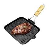 Generico Gusseisenpfanne | Antihaftbeschichtete Grillplatte – aus Gusseisen mit Antihaftbeschichtung zum Kochen, Herd, Camping, Zubereitung von Mahlzeiten