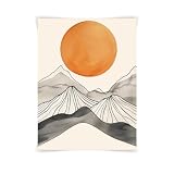11x14 Sunset Valley Watercolor Print, Minimalist Mountain Art, Abstract Landscape Painting, Boho Sun and Peaks Decor, UNFRAMED